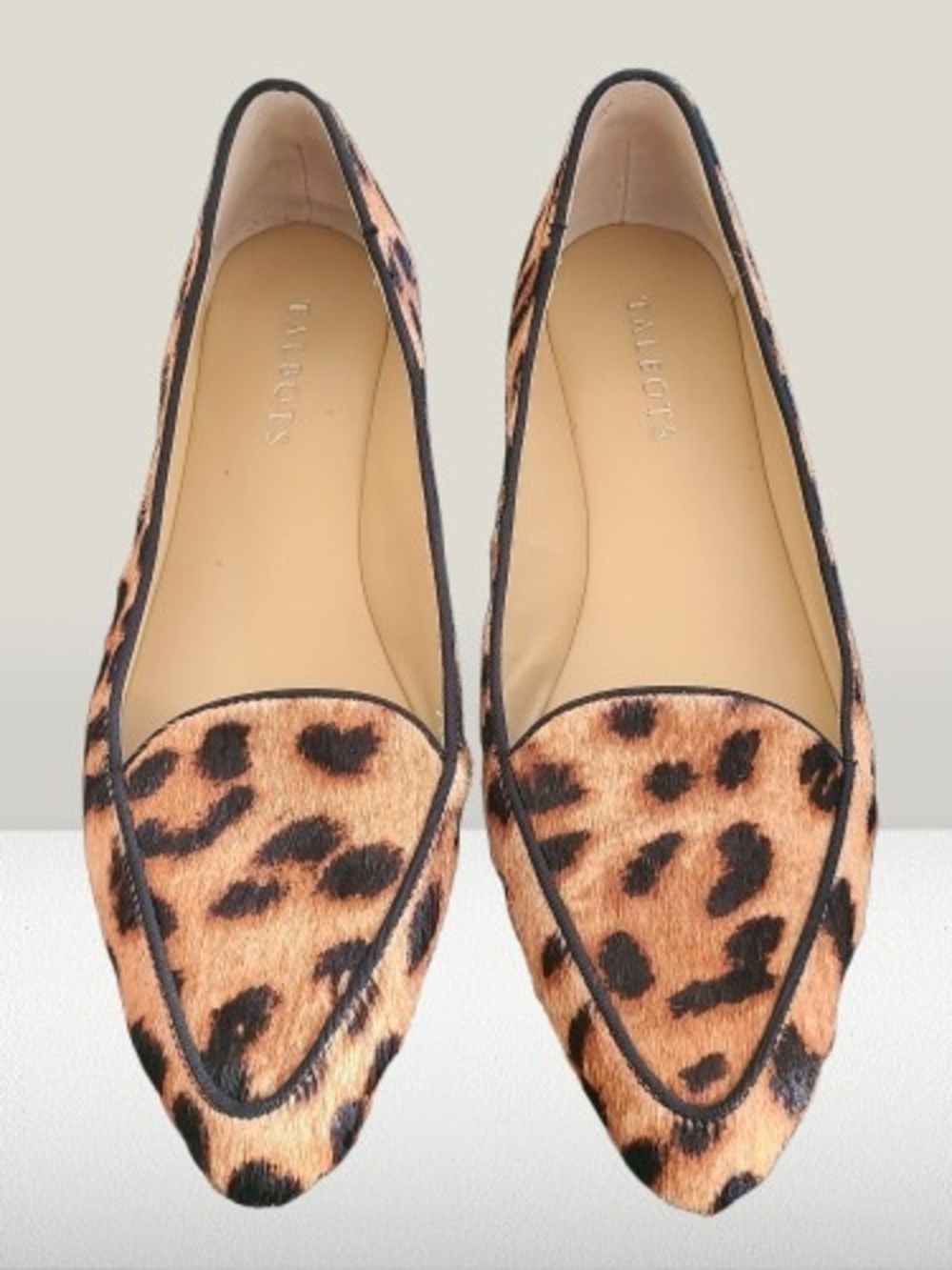 Talbots Leopard-Print Calf Hair Pointed Flats Loafers